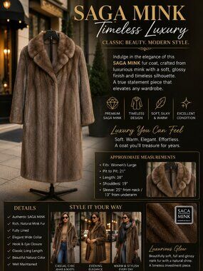 Authentic SAGA MINK Honey Brown Fur Coat | Quiet Luxury | Modern Designer Style